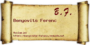 Benyovits Ferenc névjegykártya